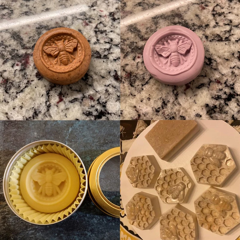 Honeycomb Soap Mold 3D Bumble Bee Stamp For Handmade Lotion Bars Honeybee Wax Melts Bath Bomb Chocolate Dessert Decoration Tools - view 4