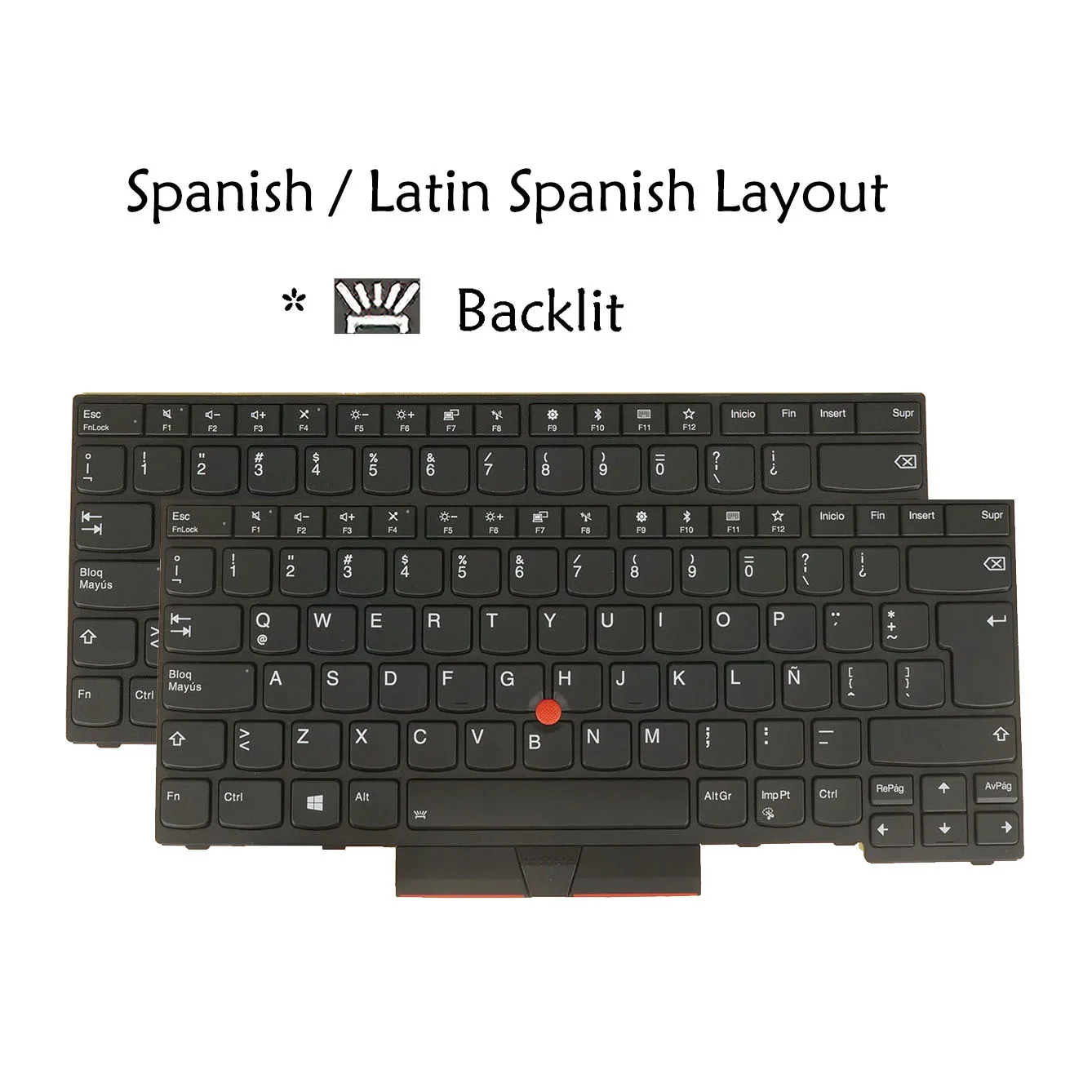 

Испанская/латинская клавиатура для ноутбука Lenovo ThinkPad 01Yp523 01Yp283 01Yp443 01Yp363 01Yn430 01Yn350 R480 R490 P43S T480S T490 T495 E480 E485 E490 E495 L480 L490, (Yoga) L380 / L390 / L390 / S2 Gen3, с подсветкой