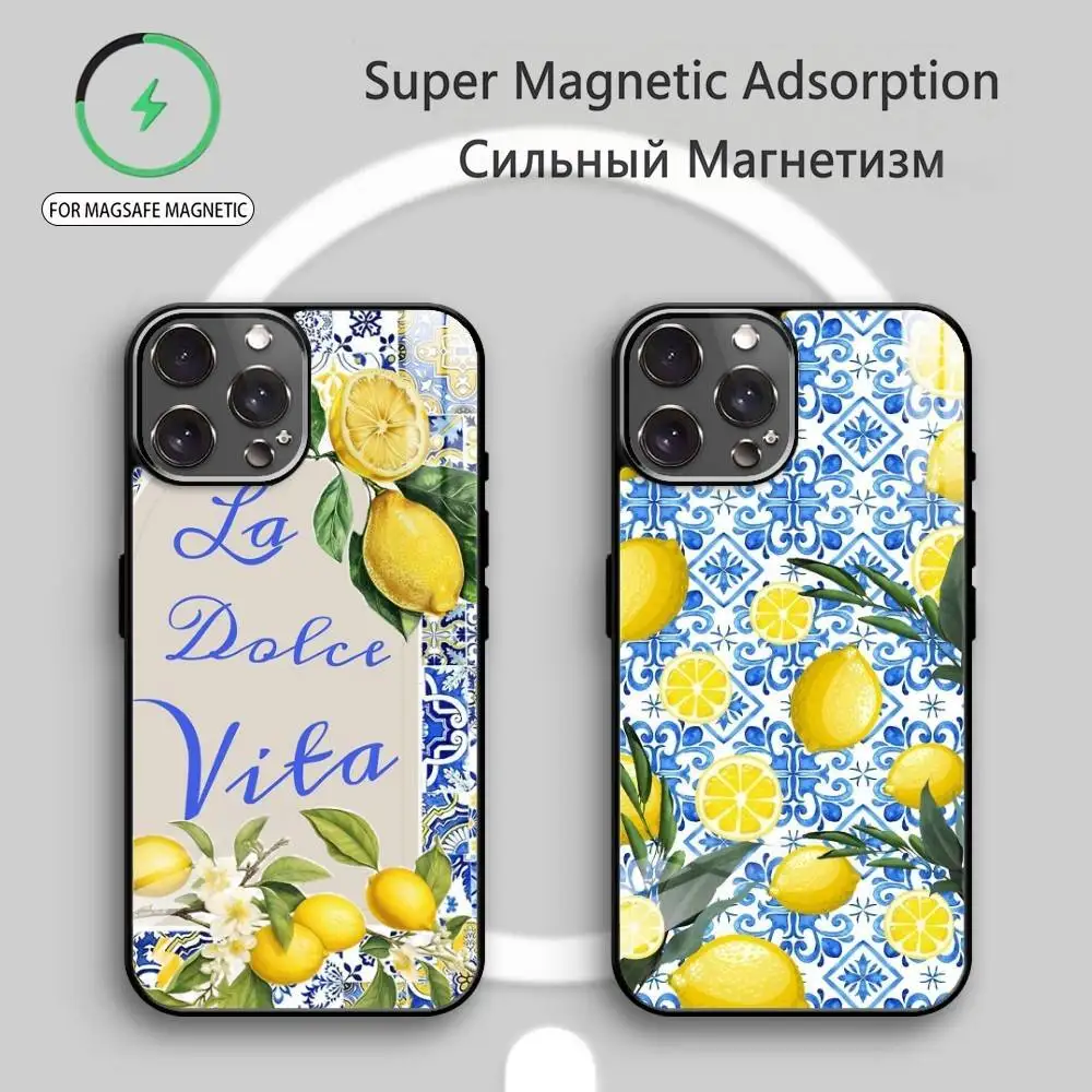 

European A-Amalfi Coast L-Lemons Phone Case For iPhone17,16,15,14,13,12,11 Plus,Pro Max Magnetic For Magsafe Wireless Charging