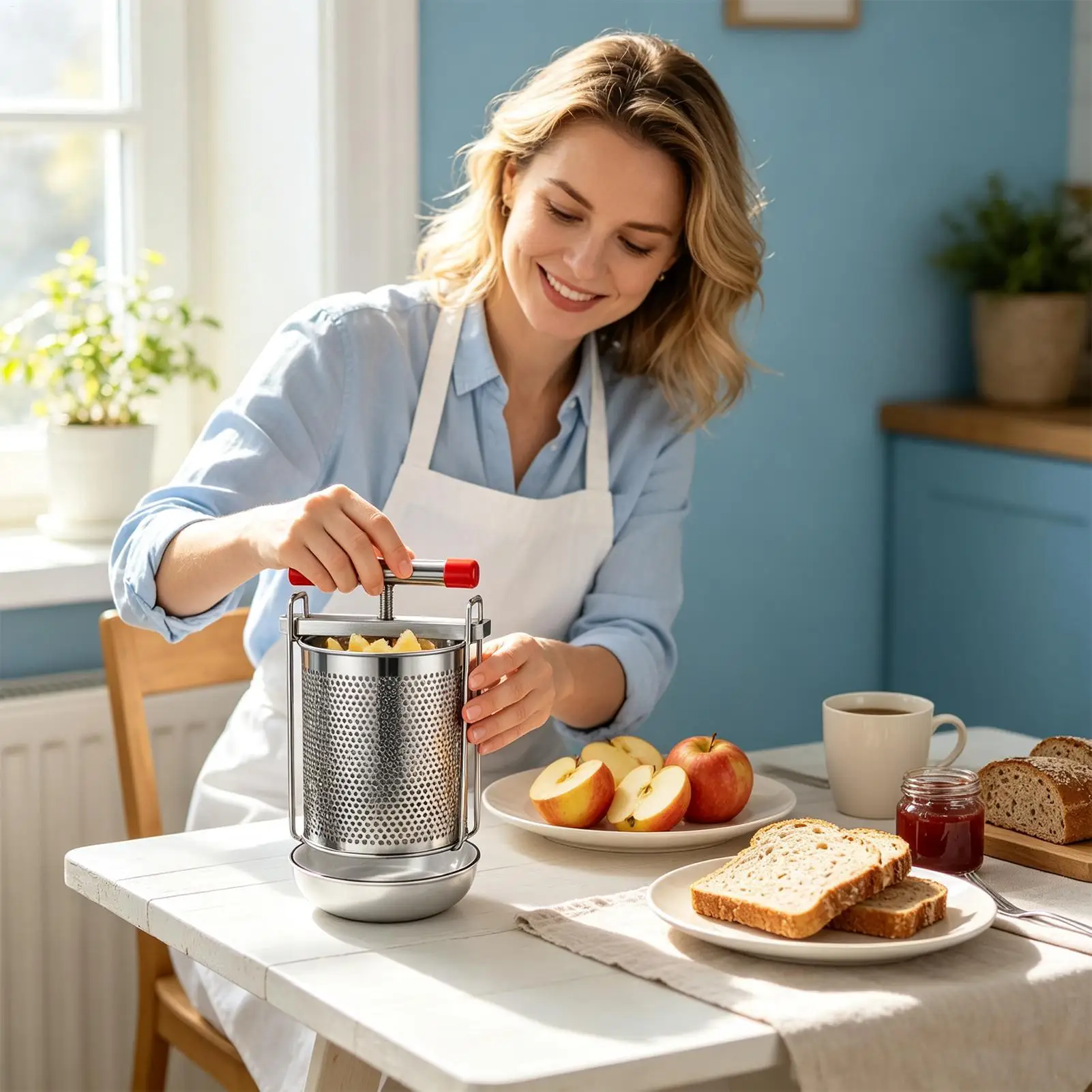 Fruit Press 2.8L with Cross-Beam Stainless Steel Food-Grade Crusher Cider Juice Maker Vegetable Juicer for Honey Cheese Olive