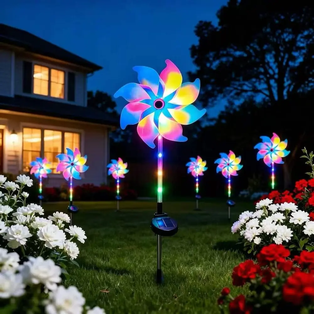 

1PC Solar Colorful Windmill Garden Light Outdoor Waterproof LED Lamp Decoration Landscape Lights for Pond Patio Yard Pathway