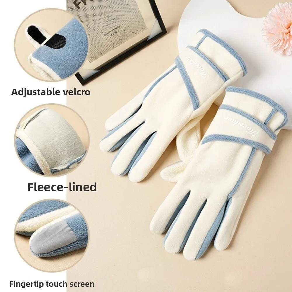 

New Velvet Winter Gloves Warm Full Touch Screen Gloves Windproof Touchable Screen Full Gloves Women