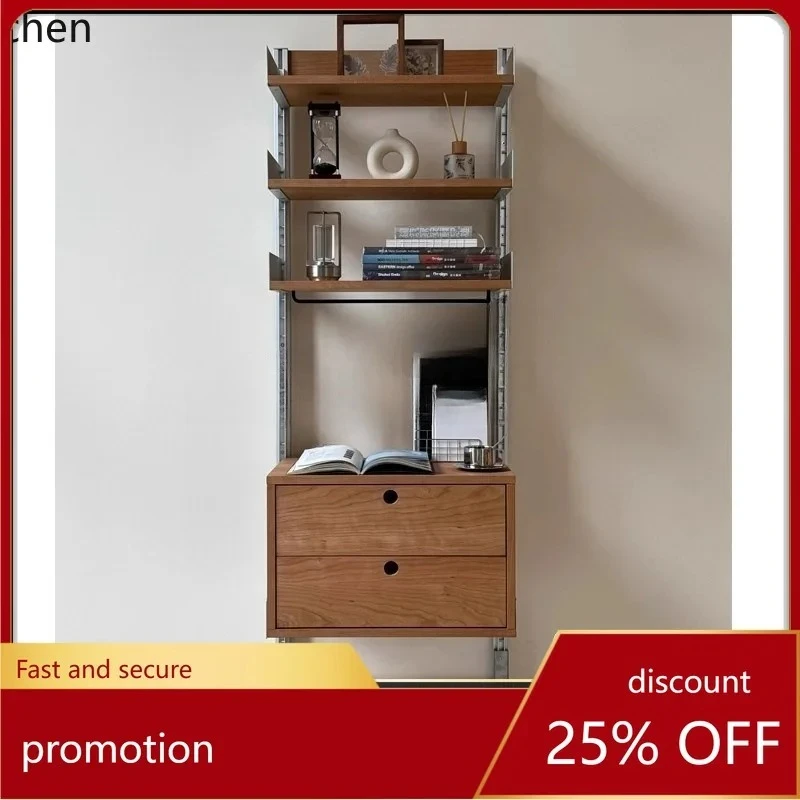 PYH Birch Wood Storage Rack Aluminum Profile Floor-standing Shelf Ocean Board Living Room Rack Display Shelf