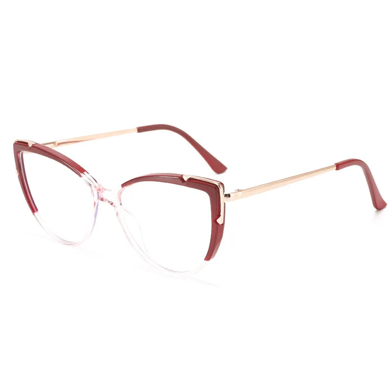 Metal Cat Eye Glasses Frame Woman Fashion TR90 Brand Designer New Trend Cateye Computer Eyewaer Gradient Color Frame Eyegalsses