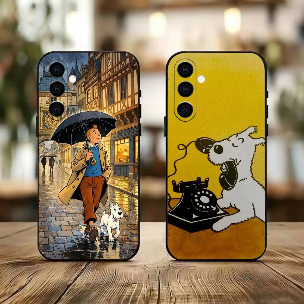 Adventurer T-Tintin Schwarze weiche Silikon-Handyhülle für Samsung A20,21s,22,31,32,52,53,72,73