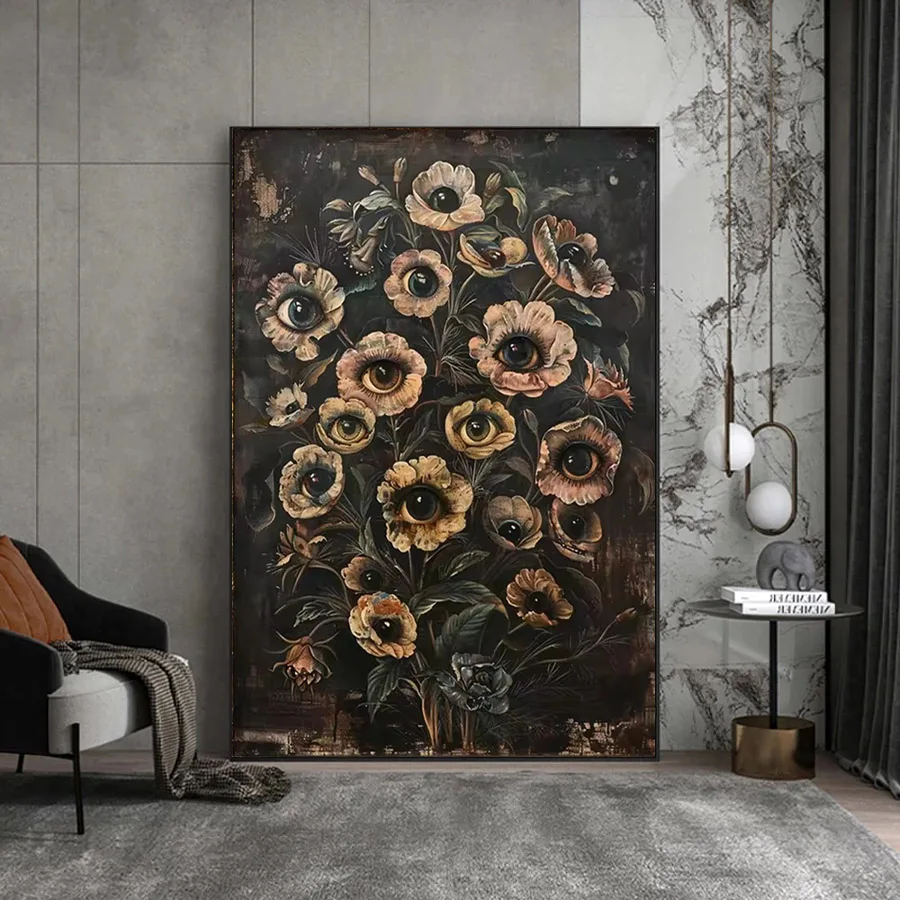Victorian Gothic Floral diamond painting Terrifying eyes Vintage Botanical Style 5D diamond embroidery abstract Home Decor Art
