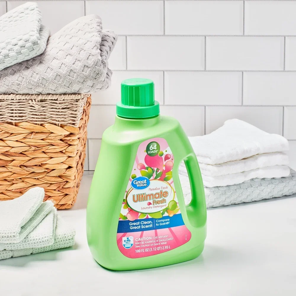 منظف الغسيل السائل الطازج النهائي 64 تحميلًا برائحة الجنة الطازجة HE المتوافقة مع الرائحة والقضاء على التفتيح ينظف قويًا