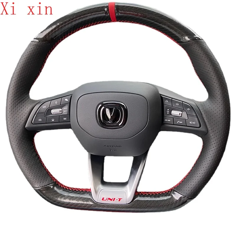 For Changan uni-v uni-t uni-k cs75 plus-cs55 cs35 eado private Custom Carbon fiber Leather Suede hand sewn steering wheel cover