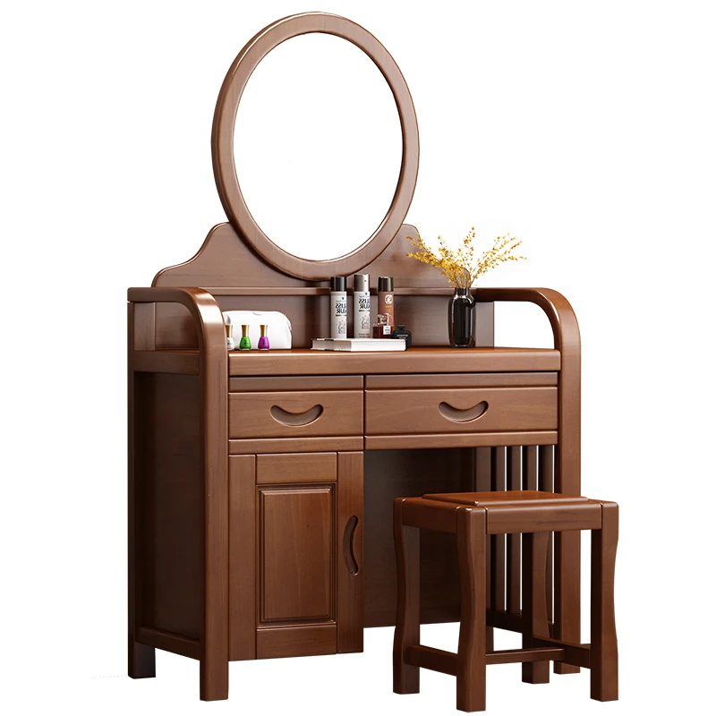 Women Girl Drawers Dresser Eithe Box Stool Wood Women Luxury Dressing Storage Table Mirror Makeup Comoda Pra Quarto Furniture