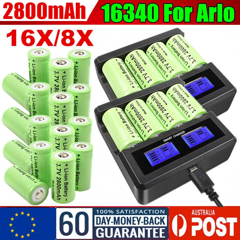 32X Arlo Camera 2800mAh Batteries CR123A CR123R CR123A Rechargeable Li-ion Cell 3.7V LED Flashlight Travel Wall Battery Battery