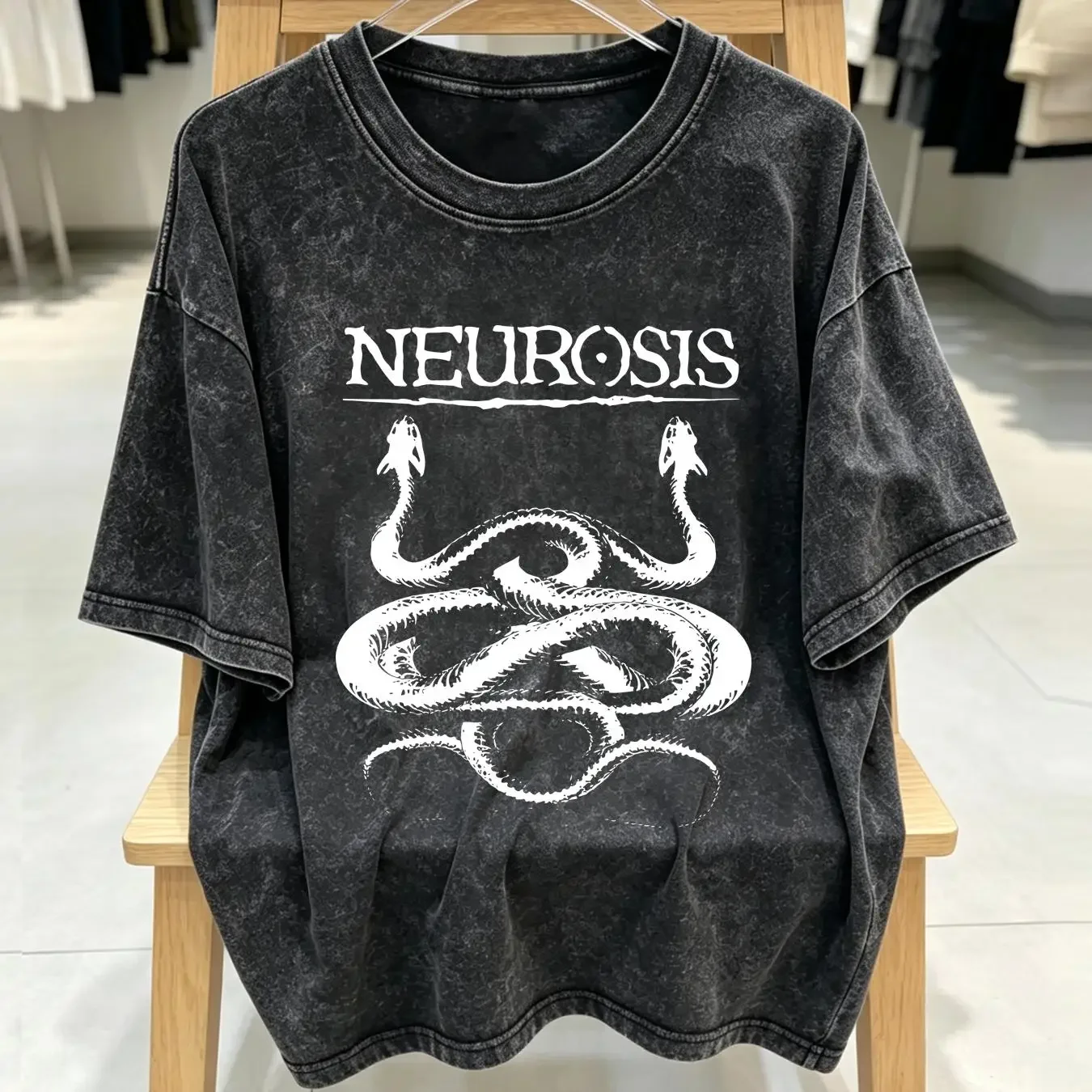 washed T Shirt NEUROSIS Through Silver In Blood Button Cotton Black Men S to 5XL NB1432 vintage Washed fashion graphic Stylish