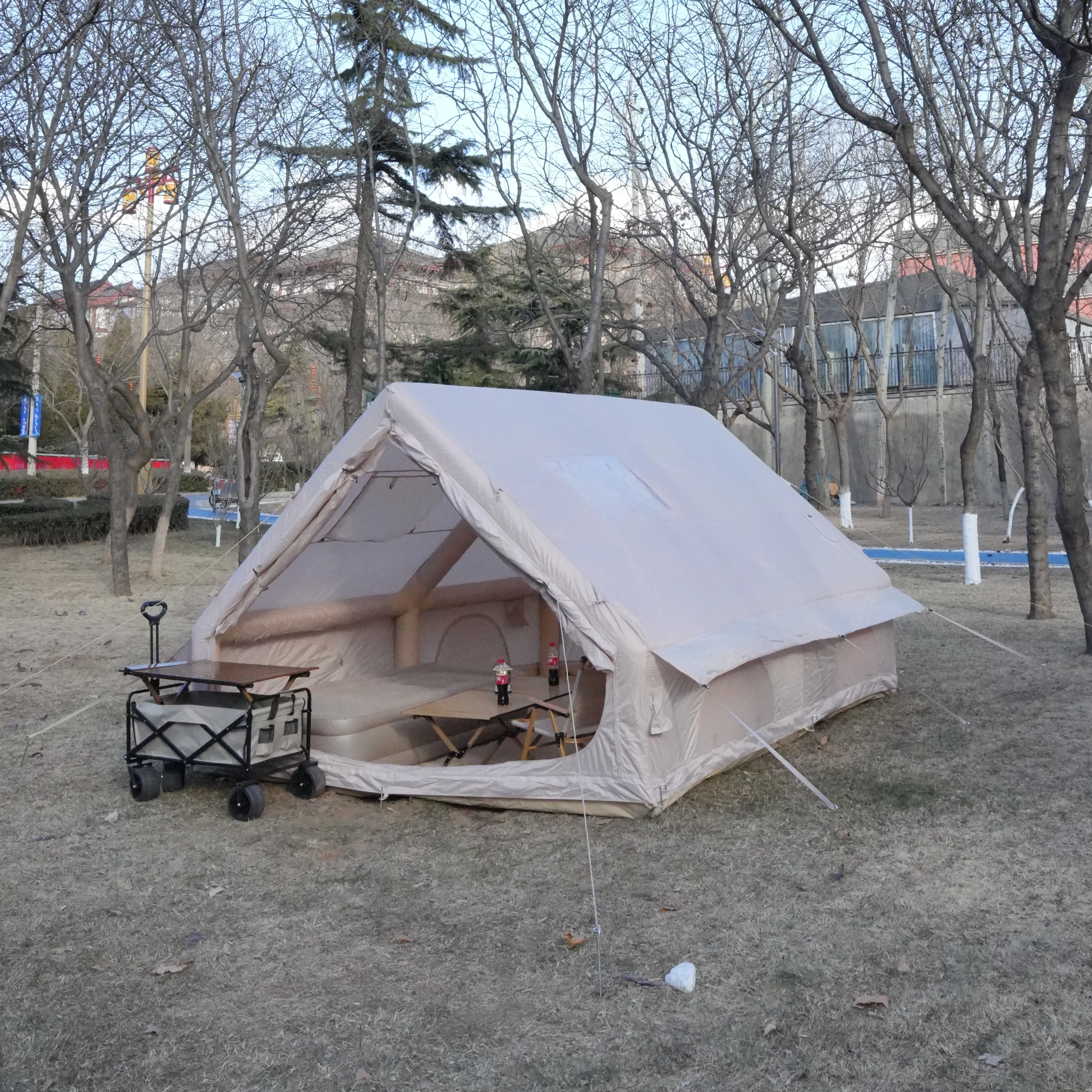 Large Luxury Portable Inflatable Camping Tent 5-7 Person Waterproof Durable Four-Season Two Bedrooms Quick Automatic Opening for