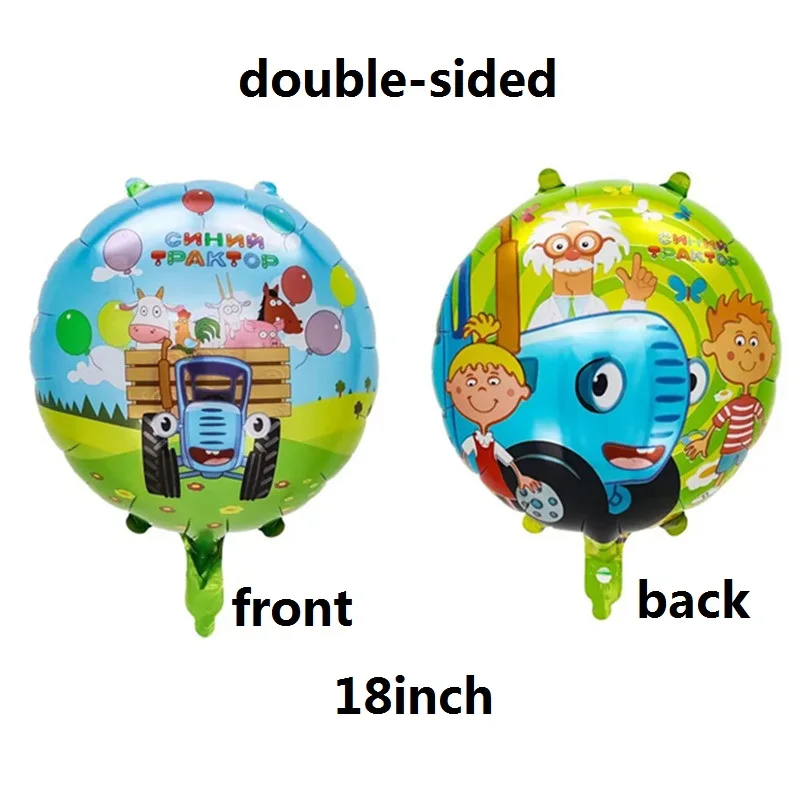 Large Farm Tractor Aluminium Film Balloon Blue Tractor Foil Balloon 18inch Round Balloon