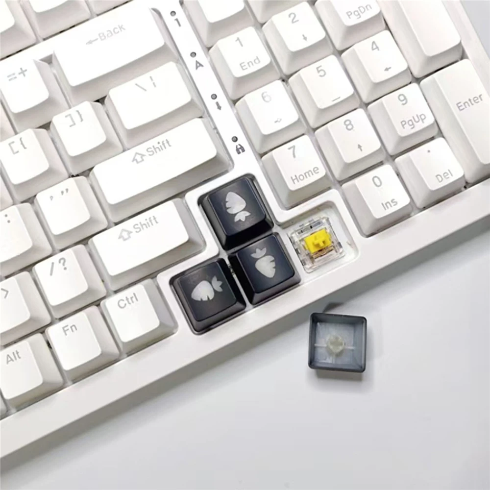 4pcs Translucent Directional Key Caps Mechanical Keyboard Replacement Key Covers with Carrot Pattern