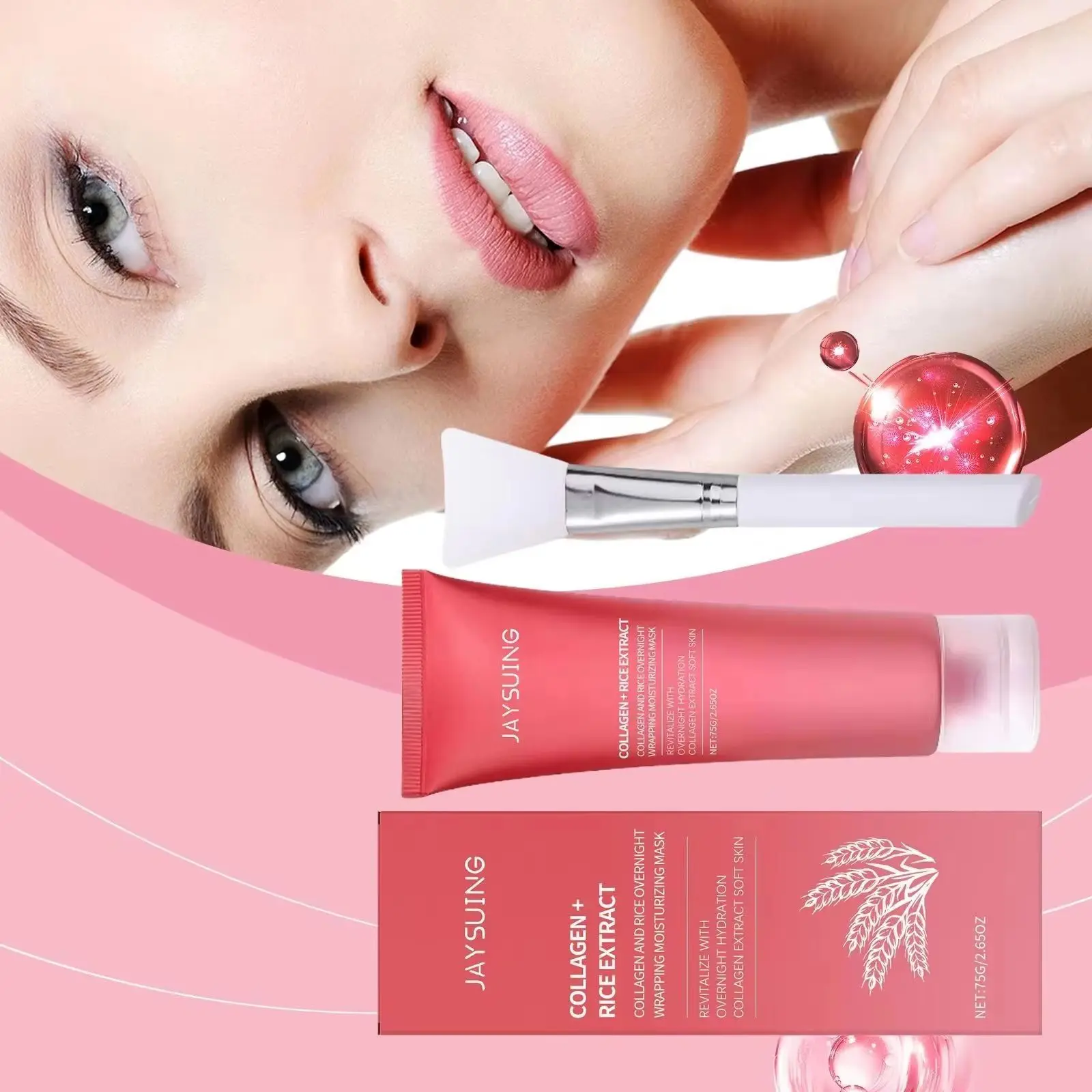 

Collagen Night Wrapping Mask Rice Mask for Face Peel off Facial Mask Hydrate Glow Skin Unclog Pores Remove Oil Blackhead Remover