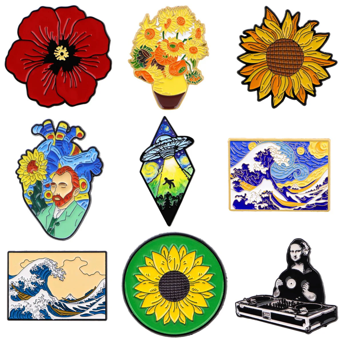 الفن اللوحة دبابيس للنساء الزهور المينا دبوس شارة معدنية مجوهرات الملابس على ظهره اكسسوارات الأصدقاء هدية #1