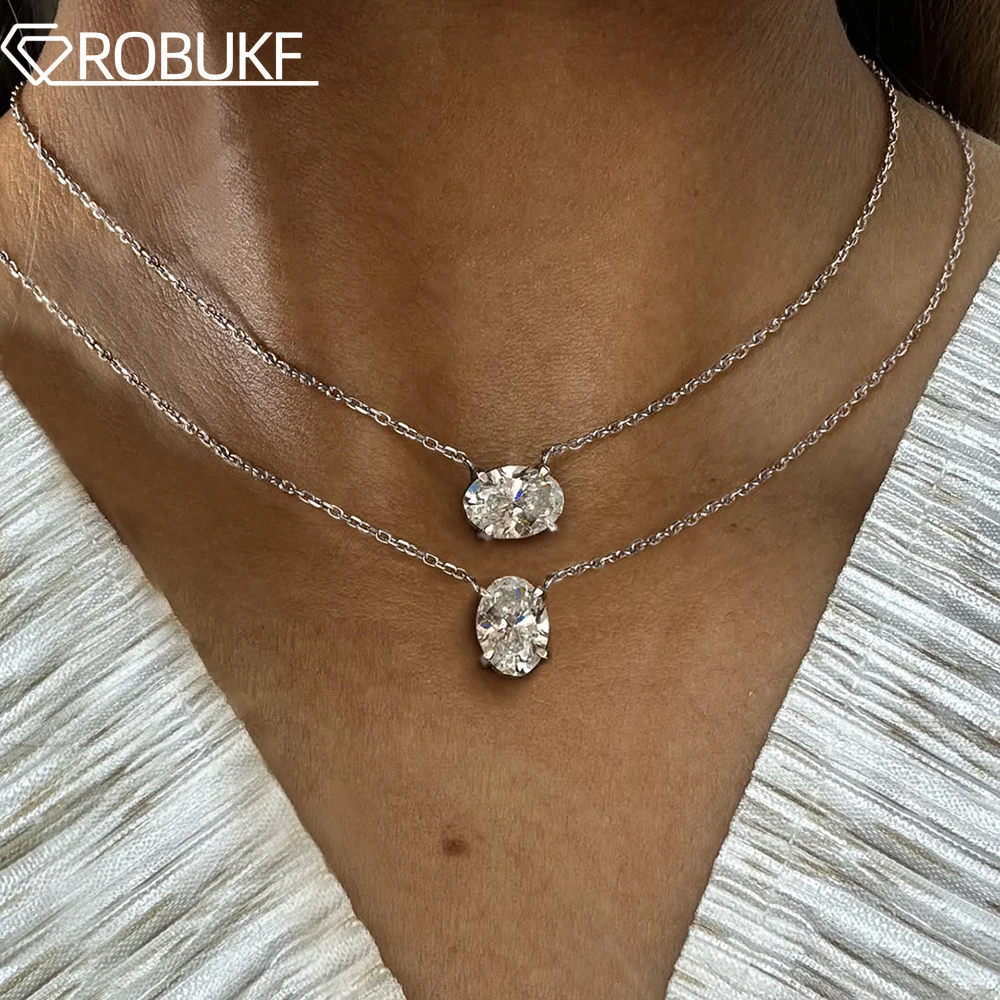 

1CT 2CT 3CT Oval Cut Moissanite Pendant Necklaces for Women Solitaire Lab Diamond GRA S925 Silver O-Chain Birthday Gifts Jewelry