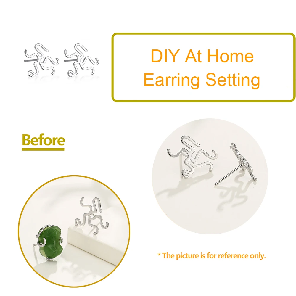 New Style 925 Sterling Silver Earring Blank Earring Base Irregular Gemstone Setting Jewelry Making DIY Fashion Earring For Women