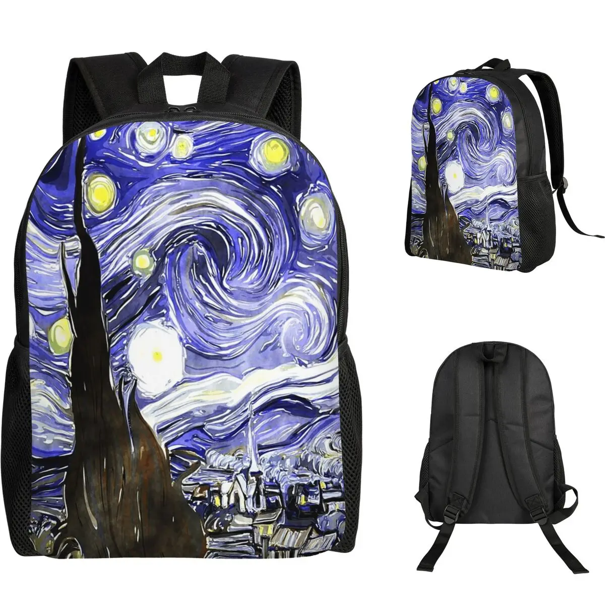 Vincent Van Gogh Paintings Starry Nigh Student Backpack School Bag Hiking Travel Daypack Men Women Fashion Bookbag Shoulder Bags