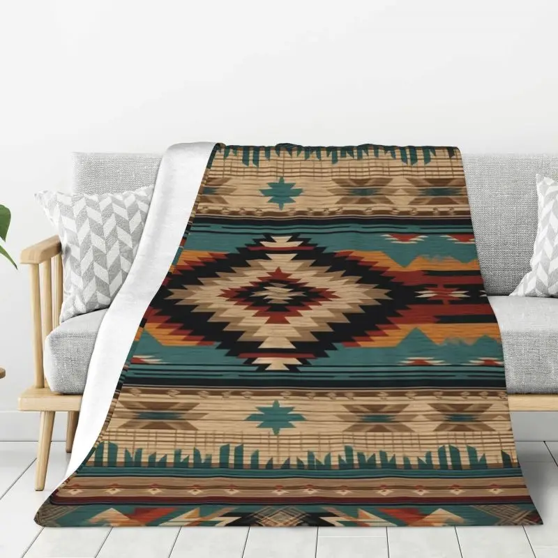 Cobertor de flanela suave respirável para sofá, impressão 3D personalizada, padrão tribal do nativo americano, cama do carro, estilo marinho, inverno