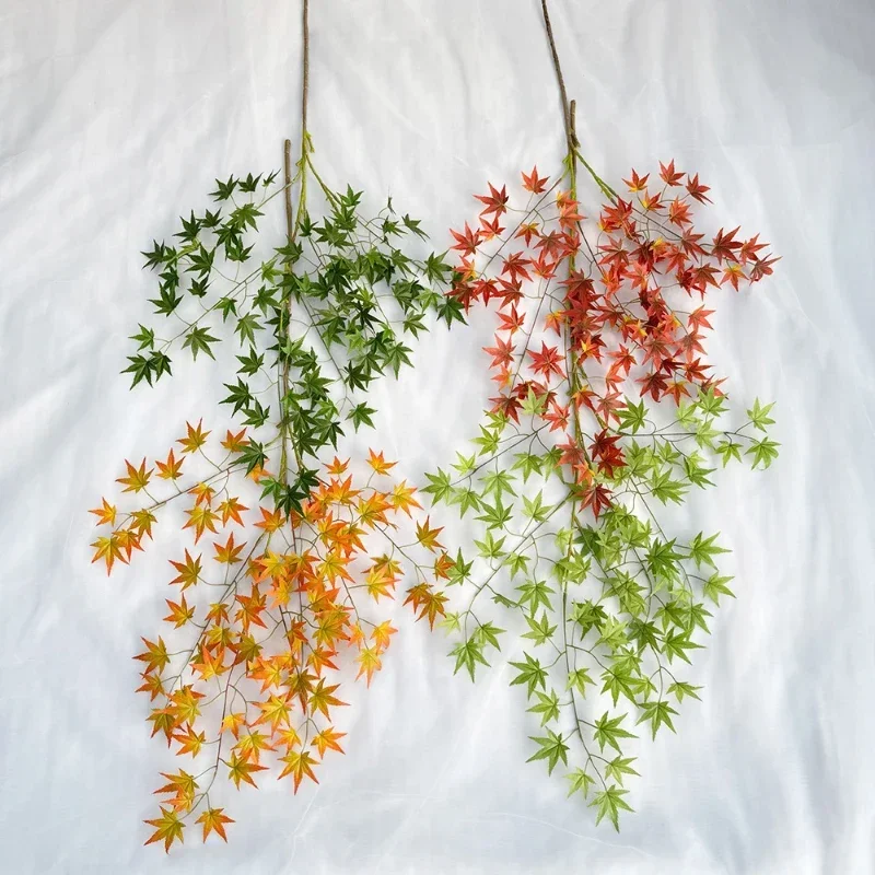 110cm Simulation Plants Plastic Maple Leaves Branch Bedroom Decor Artificial Autumn Color Maple Leaf Plant Study Decoration