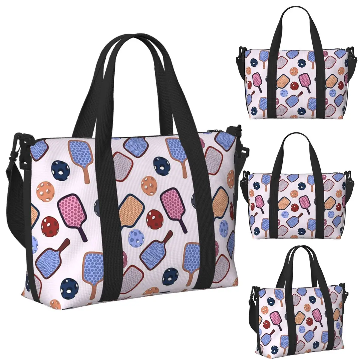 

Custom Purple Pickleball Pattern Beach Travel Bag Large Capacity Tote Bags for Gym Yoga Women Shopping Duffle Shoulder Bag