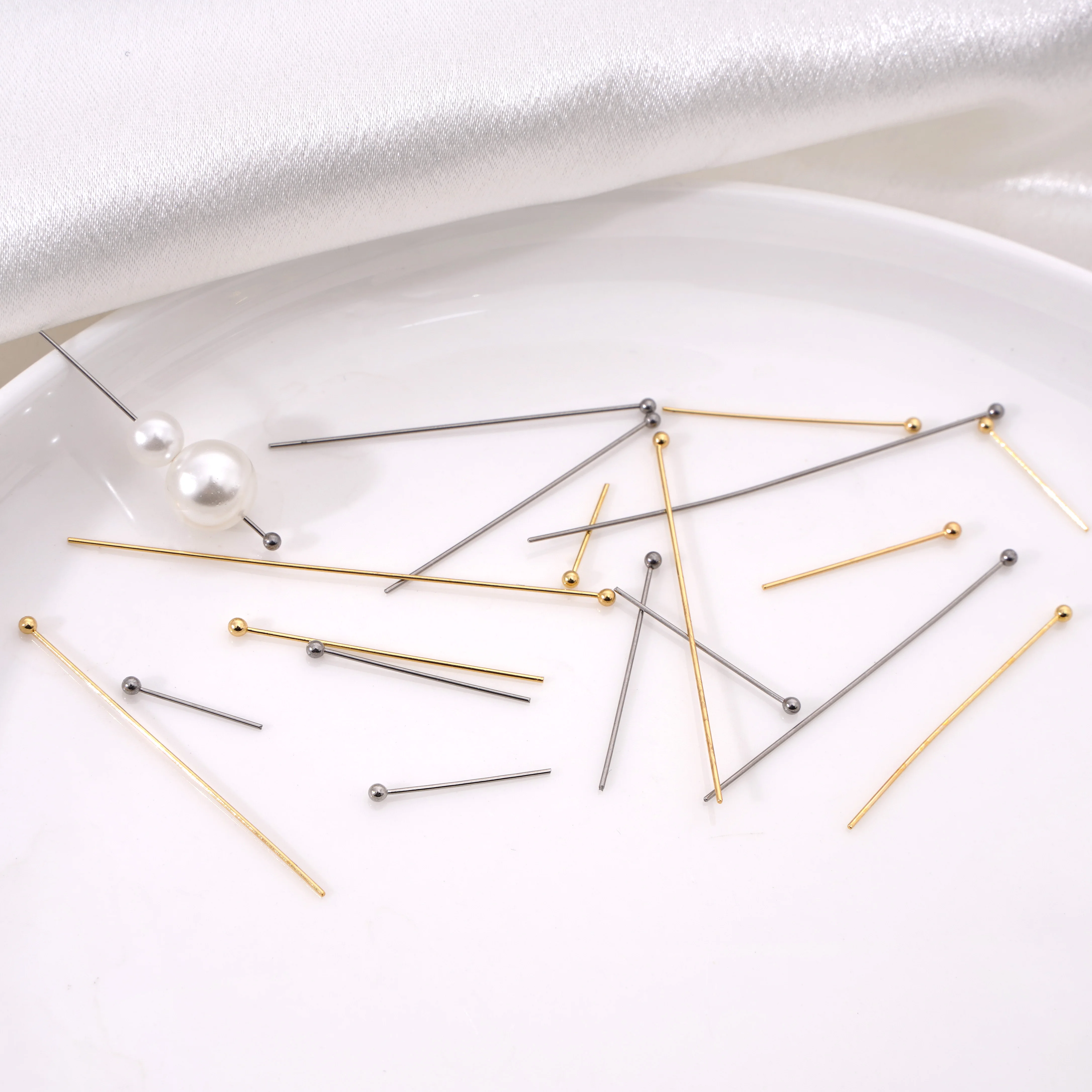 50-100pcs Stainless Steel Rhodium/Gold Color Ball Head Pins For Jewelry Making Earrings Headpins Accessories Handmade Supplies - view 4