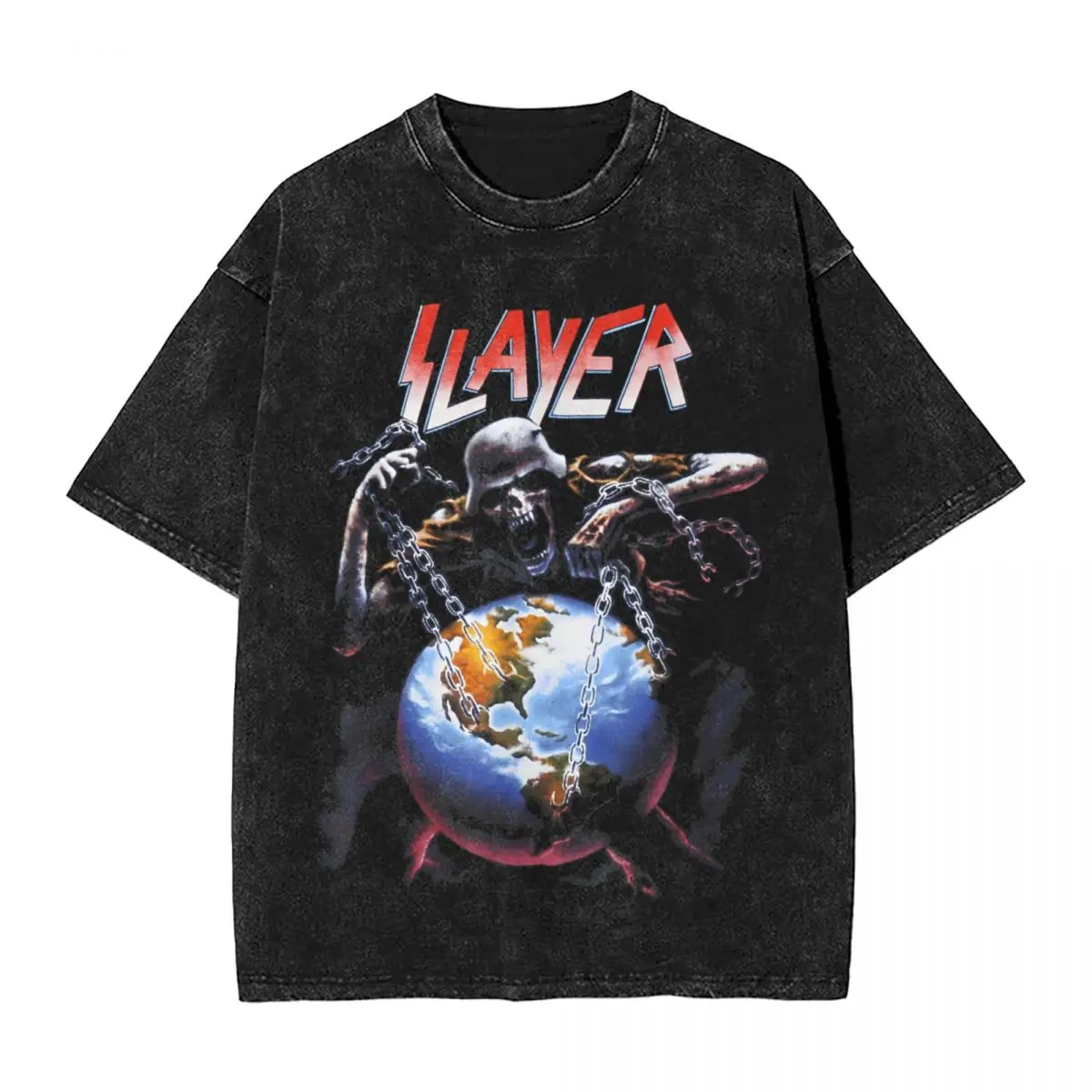 Slayers Intourvention T Shirt Washed 100% Cotton Oversize T-Shirts Heavy Metal Rock Band Fashion for Men Women Summer Tees