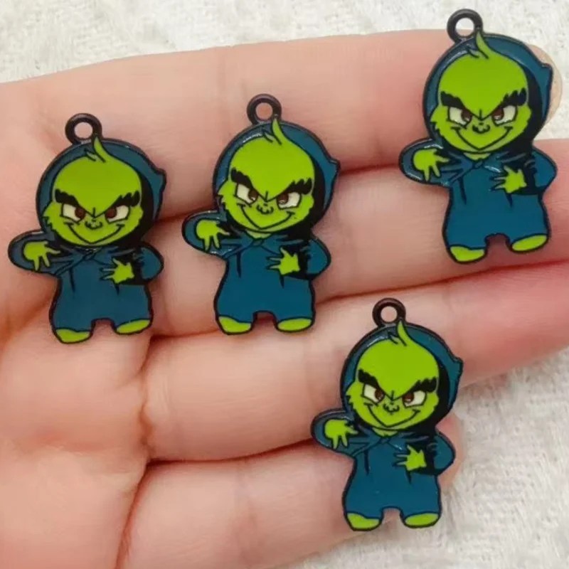 10pcs alloy drip oil cartoon Christmas pendant, DIY jewelry making earrings, keychains, accessories view 3