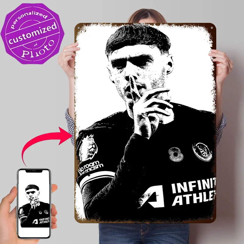 Cole Palmer Portrait Personalized 3D Textured Metal Poster Wall Art Tinplate Sign for Room Decorating Interior Luxury Home Decor