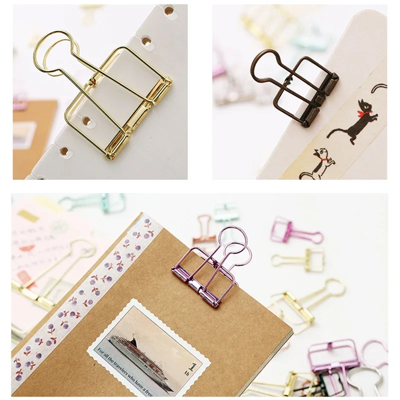 Cute Kawaii Colorful Metal Paper Clips Binder Clip for Photo Message Ticket File Office School Supplies Clips Stationery