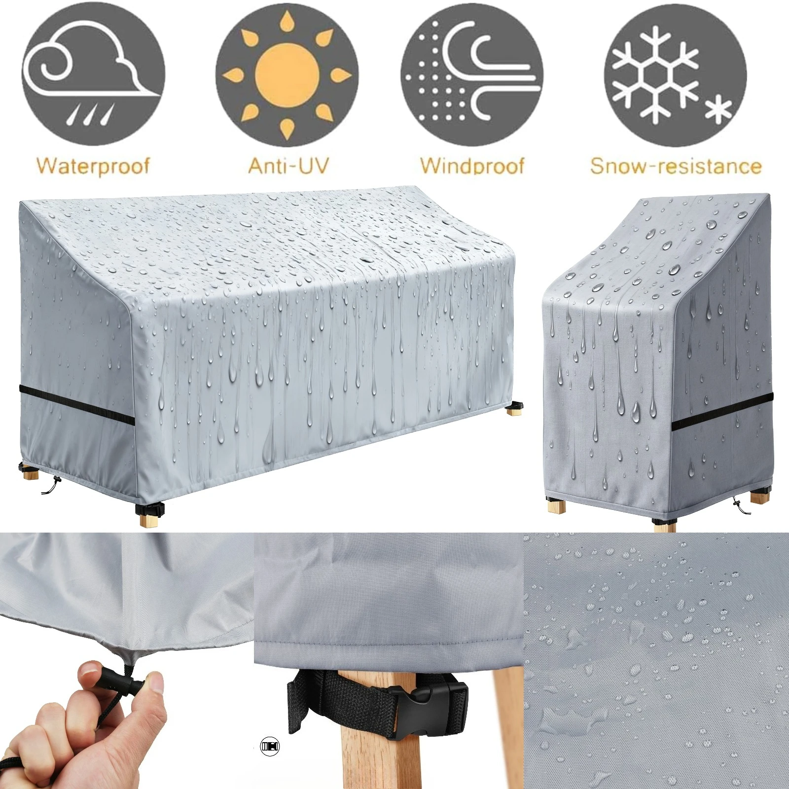 Waterproof Garden Chair Covers Rain Snow Proof for Outdoor Sofa Table Chairs Universal Furniture Protector Dust Proof