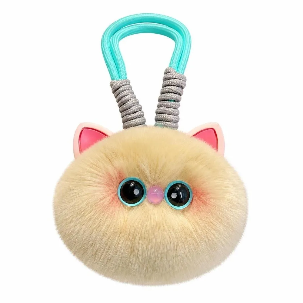 Portable Braided Hand Rope Cat Keychain Faux Rabbit Fur Kawaii Bag Charm Cartoon Soft Key Holder Gift