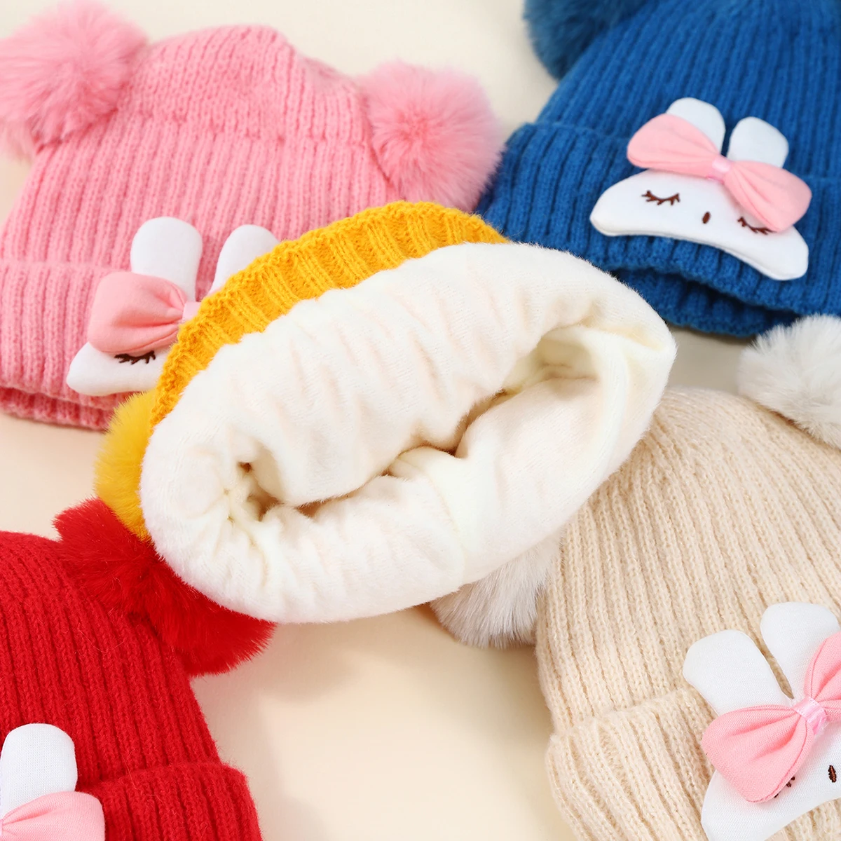 Cute Pompom Baby Hat Warm Winter Knitted Kids Baby Girl Boy Beanie Cap Solid Outdoor Infant Toddler Children Hat Bonnet
