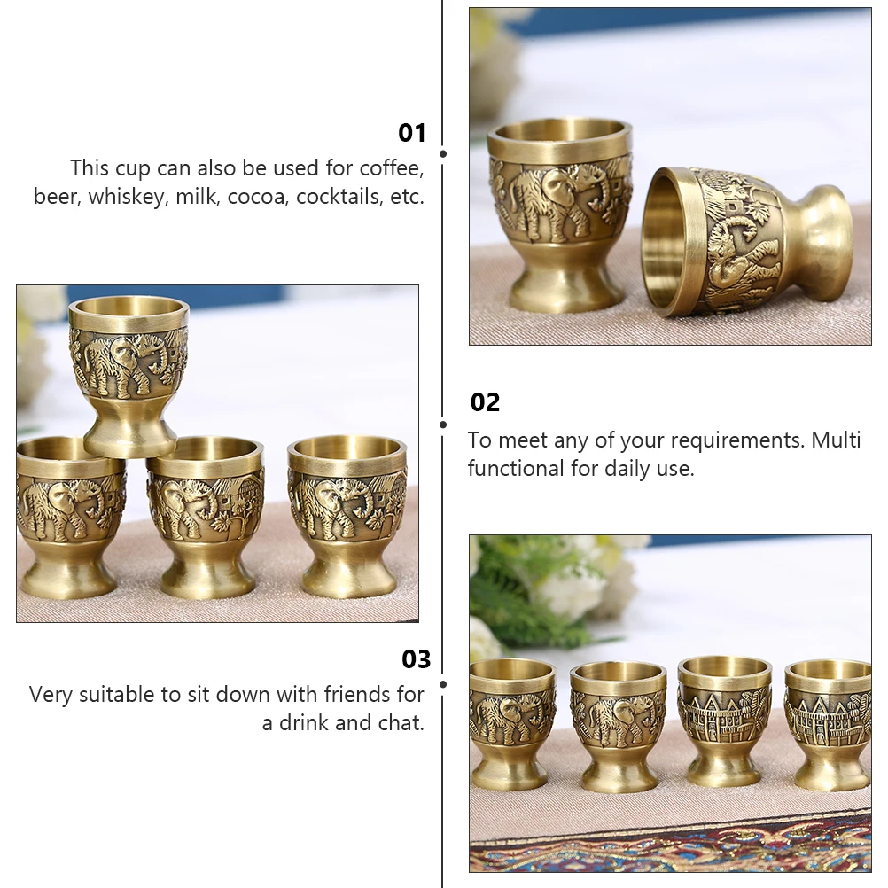 

Retro Bronze Goblet Vintage Ornaments Cups Multi Functional Engraving Chalice Whiskey Shot Glass Perfect for Parties Bars