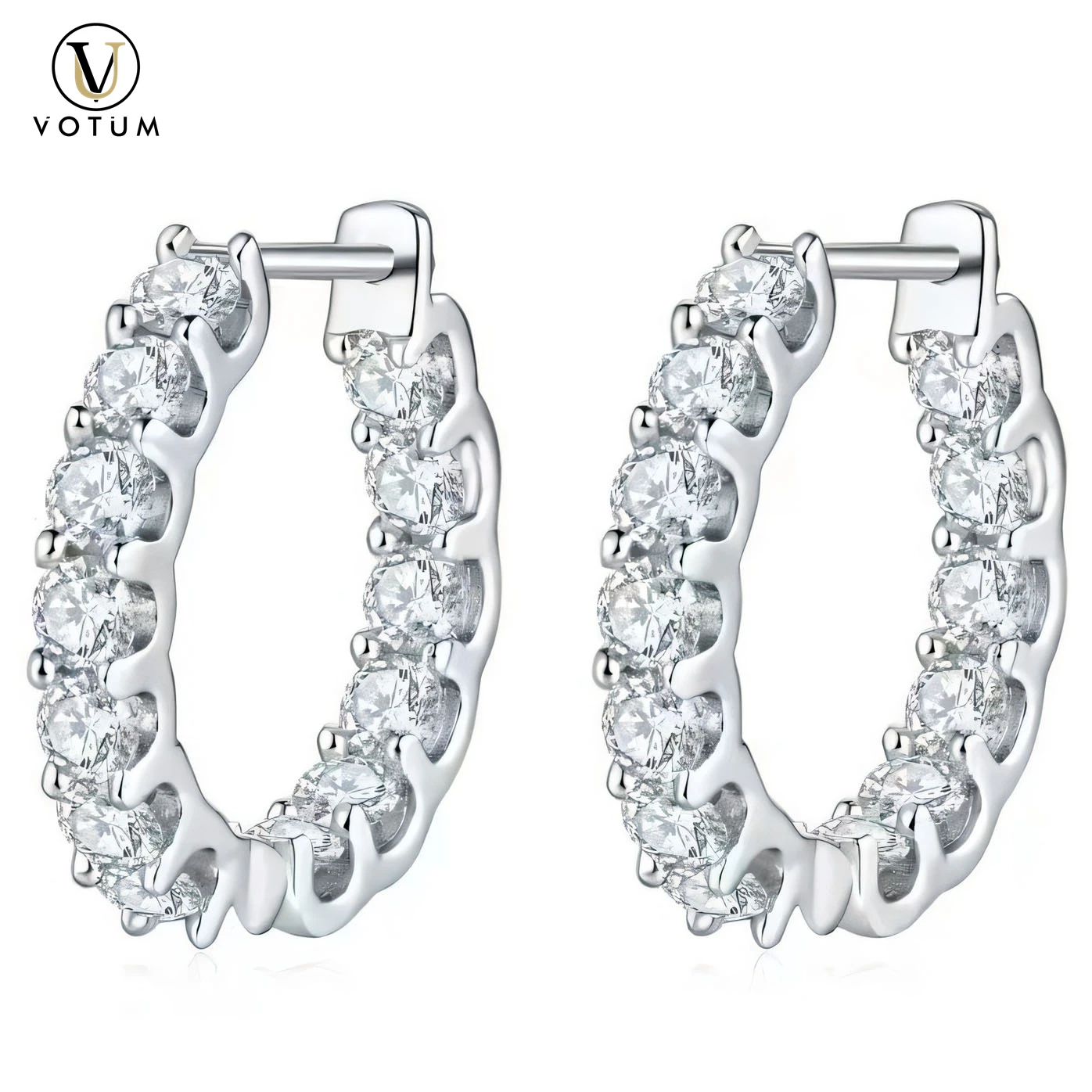 

Votum Fashion Tennis Hoop Earring Sterling Silver 925 Moissanite Diamond Women Jewelry White Gold Plated Jewellery Dropshipping