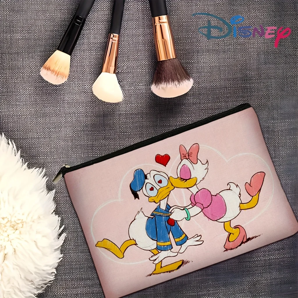 디즈니 미키와 미니 마우스 화장품 가방 1개 - 핑크 하트 프린트, 완벽한 여행용 지퍼 보관 가방 - 재미있는 생일 선물