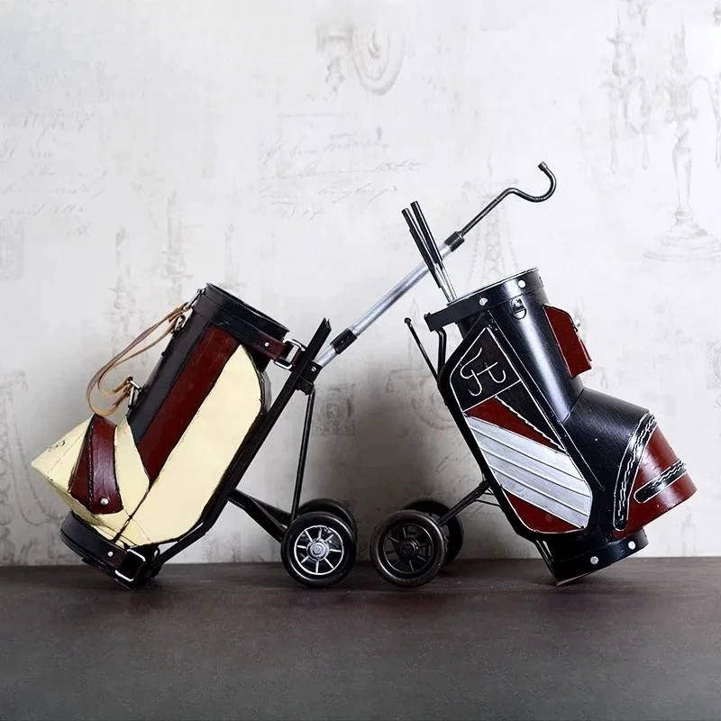 

Vintage Iron Wine Rack Golf Bag-Shaped Bottle Holder Retro Bar or Study Room Decor Nostalgic Display Prop for Home or Shop