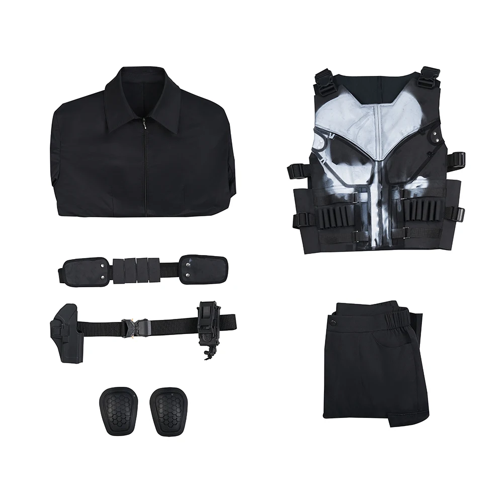 

Vigilante Black Skull Vest Bodysuit Cosplay Costume Full Set XS-XXXL Halloween Christmas Comic Con