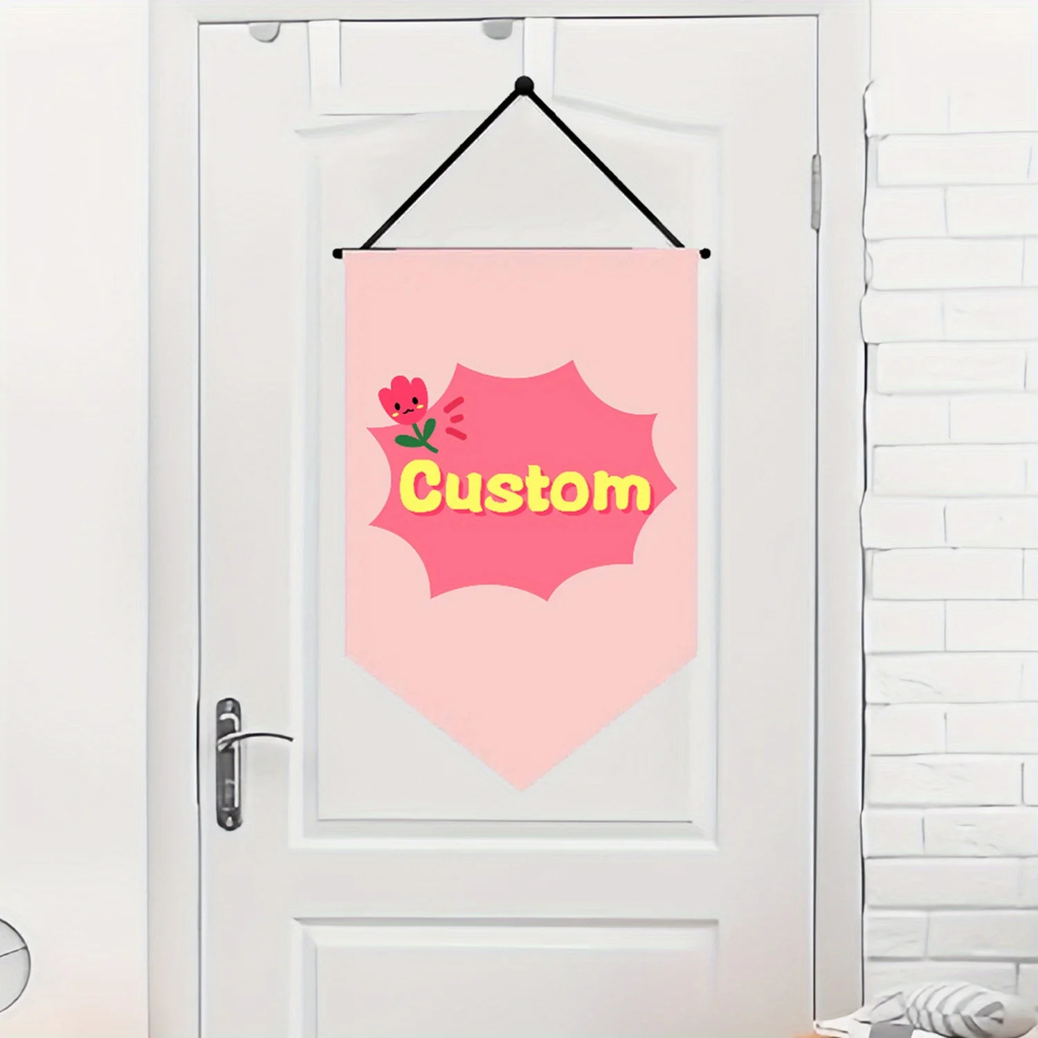 Custom Triangular Banner with Pole - Polyester Hanging Flag, Multipurpose Indoor & Outdoor Decor, 200D OXFORD