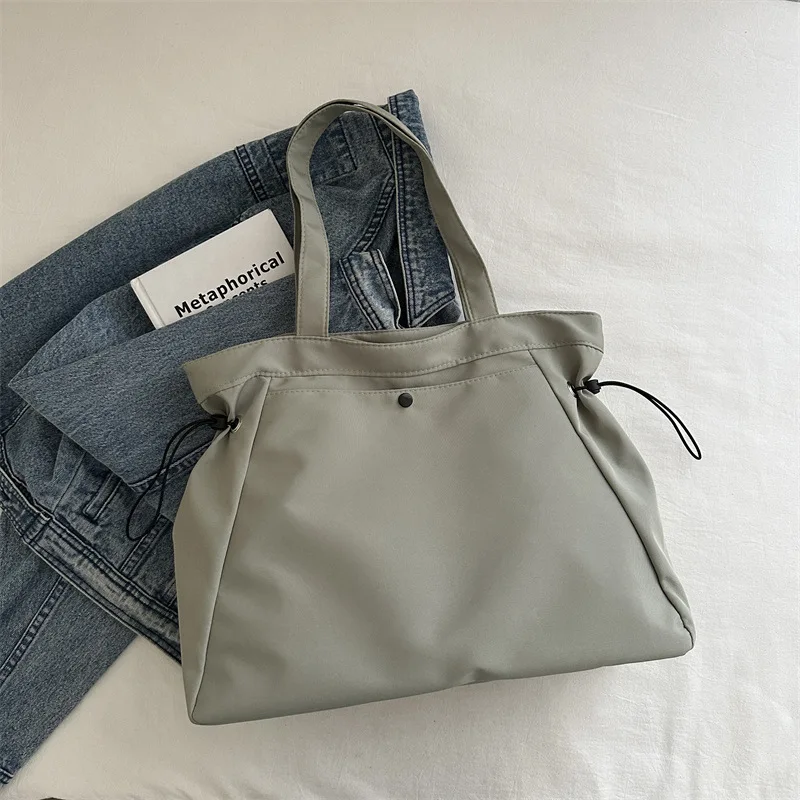 Canvas-Nylon-Tragetasche mit Kordelzug, große Kapazität, Handtasche, Alltagstasche, lässige Handtaschen, Umhängetaschen für Frauen, Arbeit, Pendeln – Detail 5