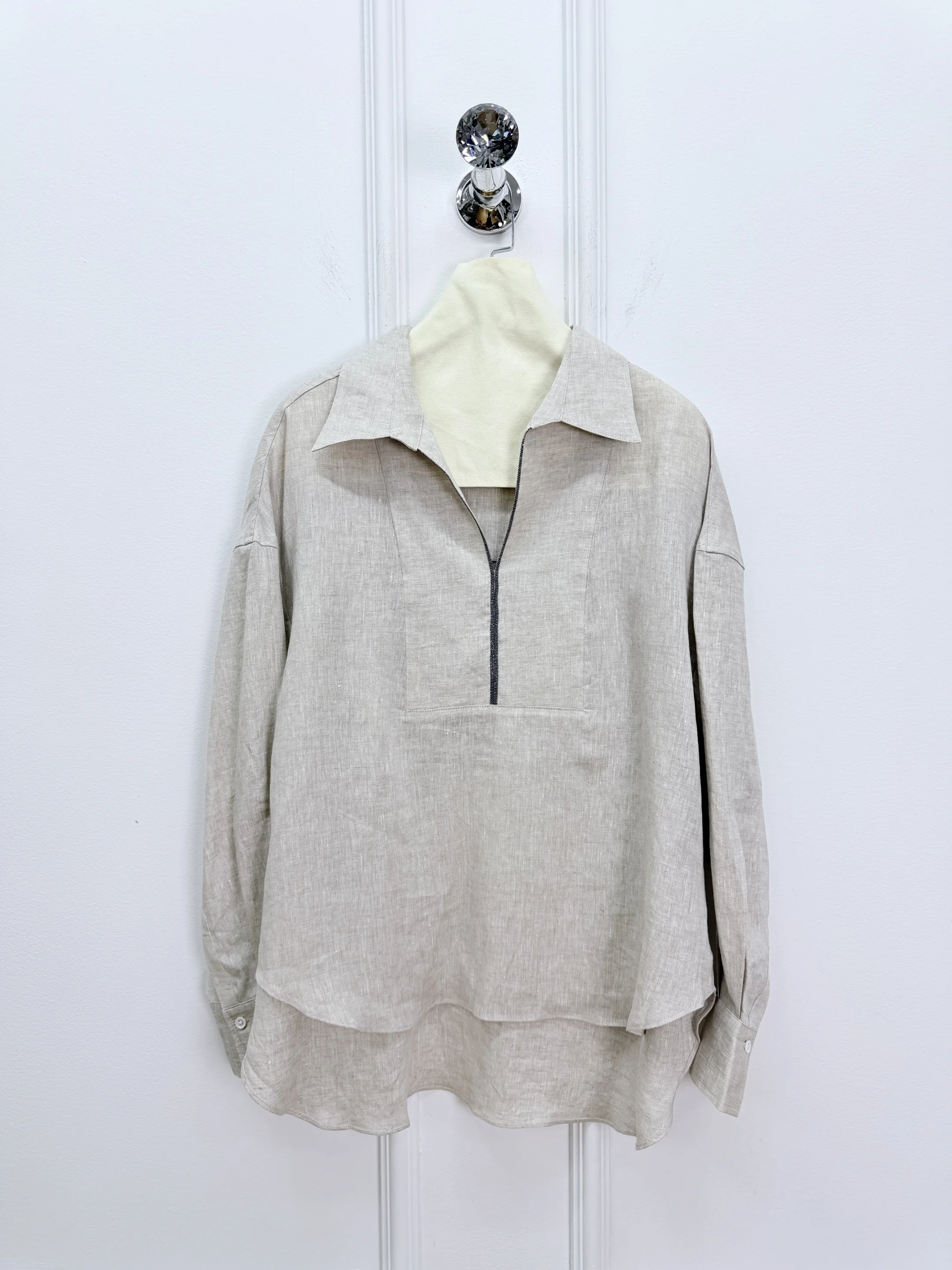 2026 Spring/Summer New High-Quality Fashionable Casual Chain Linen Long-Sleeved Top For Women