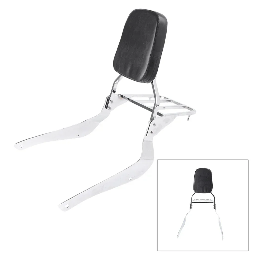 Chrome Motorcycle Rear Passenger Backrest Sissy Bar w/ Luggage Rack Pad for Suzuki Volusia VL800 2001-2011