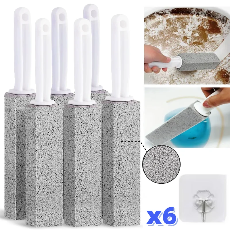 6PCS Pumice Stone Toilet Cleaning Stick Seat Limescale Rust Stain Dirt Removal Brush Bathroom Tile Sink Household Washing Tools