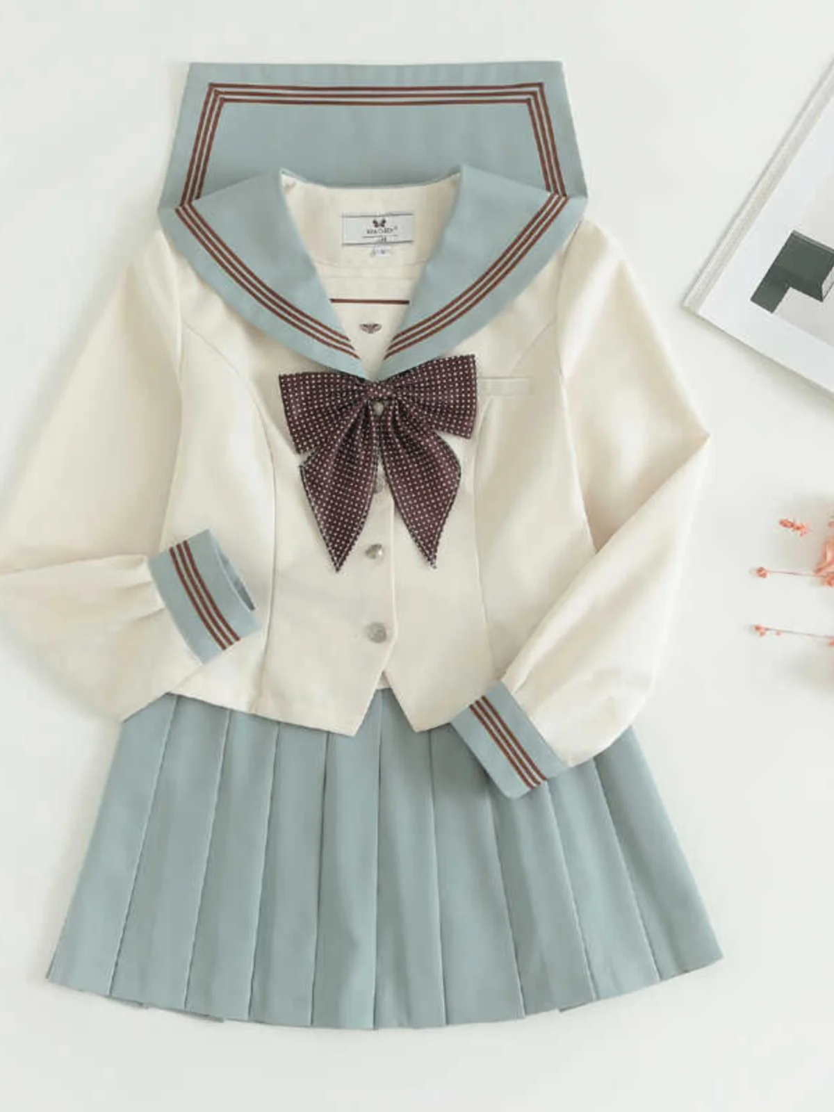 Original Mint Milk een ยาว Sve ชุดกะลาสีชุดเอว Cinching Slimming JK orm โรงเรียน orm Mid-Term แบรนด์จีน