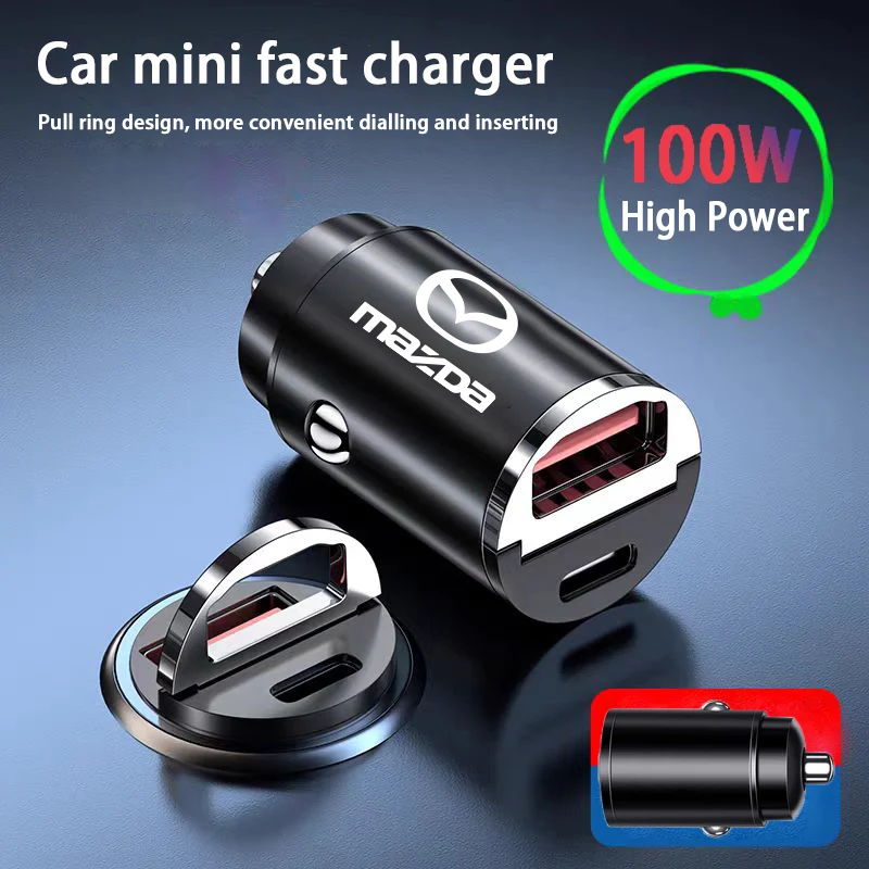 Cargador de coche de 100W, encendedor de cigarrillos de carga rápida USB tipo C para Mazda 3 6 CX5 2 CX3 CX9 MX5 RX8 Axela Demio Atenza MS