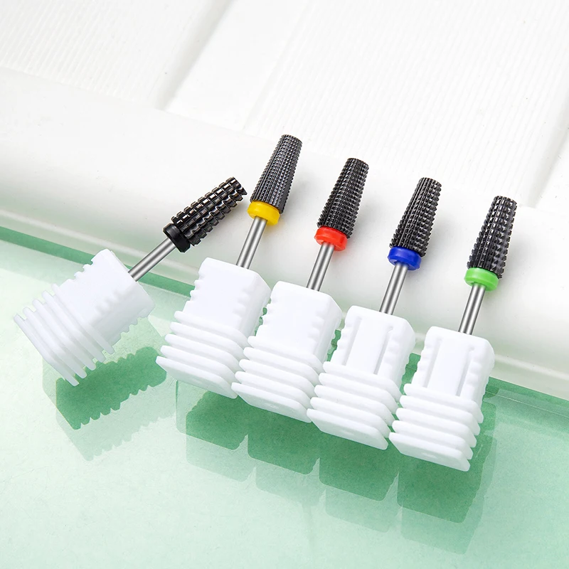 مثقاب أظافر سيراميك 5 في 1 أسود لآلة الحفر الكهربائية 3/32 "قواطع طحن عرقوب لمانيكير مزيل طلاء الأظافر هلام #5