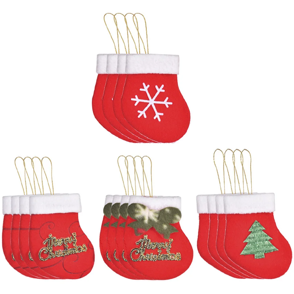 

16Pcs Decorative Xmas Sock Pendant Adorable Christmas Stockings Safe Christmas Tree Pendant Festival Scene Display