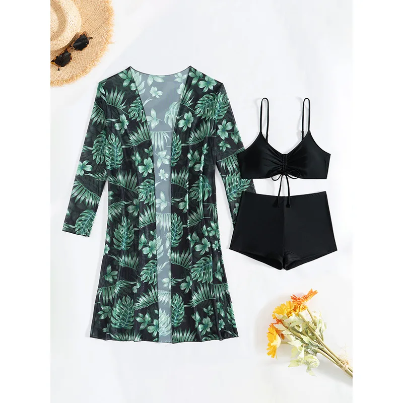 

Женский купальный костюм, купальник из трех предметов, кимоно, спортивное бикини с высокой талией, пляжная накидка, купальник на шнурке, купальный костюм с принтом, купальный костюм