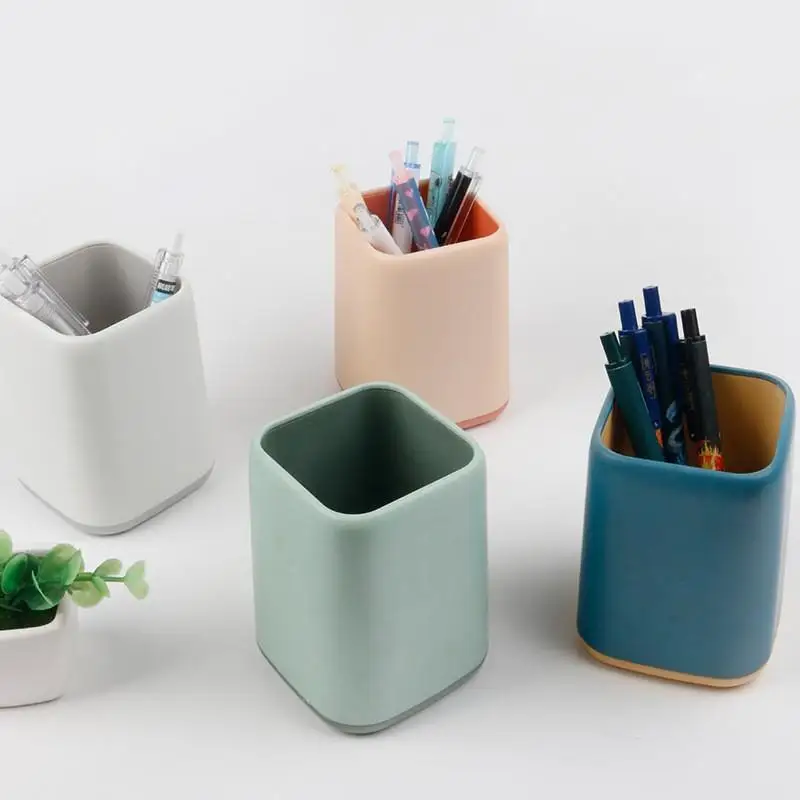 Waterproof Plastic Pen Holder Kawaii Desk Organizer Storage Box Multi-functional Stationery Holder for Office School